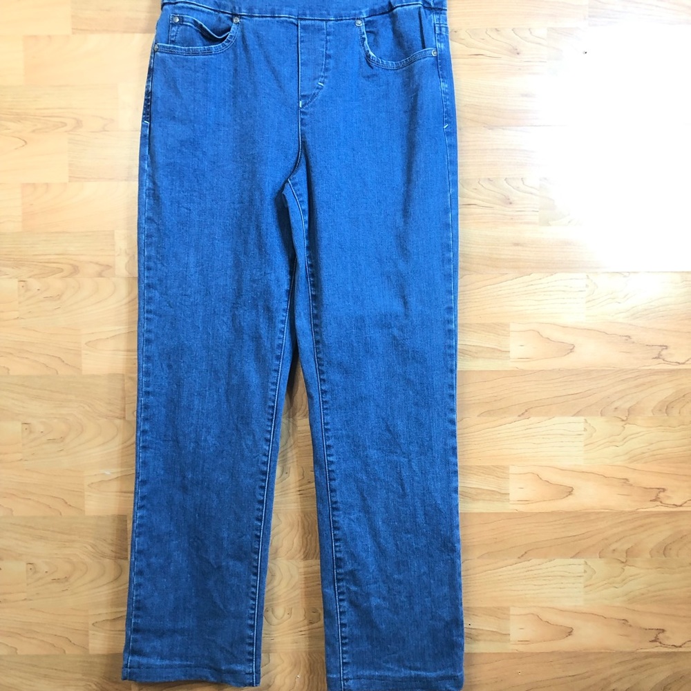 Tribal Denime Emma Pull On Easy Fit Straightleg Medium Wash Jeans Size 29